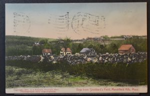 Marshfield Hills, MA - View from Stoddard's Field - 1908 Flag Cancel