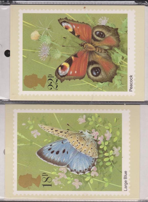 Great Britain Butterfly Stamps On Postcards Unused  - Set Of Stamps Included
