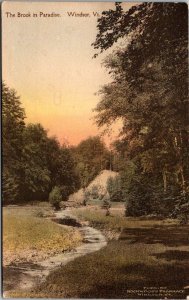 Hand Colored Vermont Postcard - Windsor - The Brook in Paradise