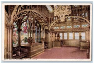 c1910's STR City Of Detroit Ill, Gothic Room Interior View Antique Postcard