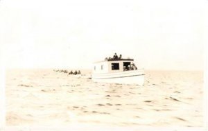 RPPC Houghton Lake, Michigan Boats Roscommon County 1935 Vintage Postcard