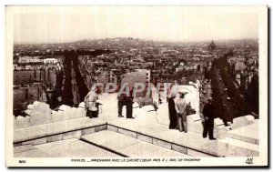 Old Postcard Paris Panorama With The Sacred Heart Caught in the Arc de Triomphe