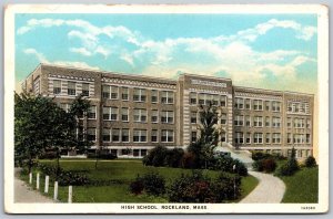 Vtg Rockland Massachusetts MA High School Building 1930s View Postcard