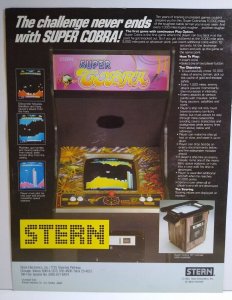 Super Cobra Arcade Flyer Original Retro Video Game Space Age Shooter 8.5 x 11