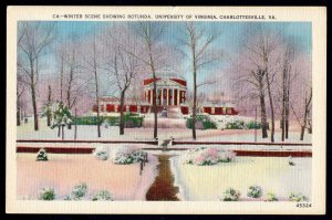 VA CHARLOTTESVILLE University of Virginia Winter Scene showing Rotunda - Linen