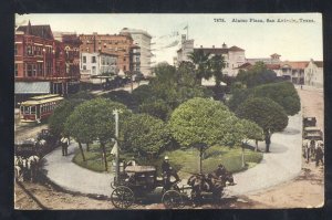 SAN ANTONIO TEXAS DOWNTOWN ALAMO PLAZA STREET SCENE VINTAGE POSTCARD