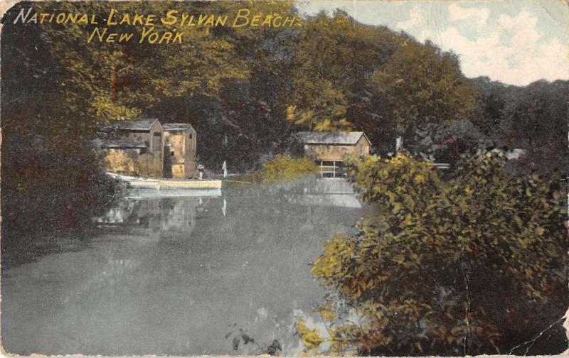 Sylvan Beach New York Scenic River View Cabins Rowboats Antique Postcard K11647