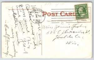 Oshkosh High School~Huge Cupola~Arch Doorways~Spring Trees 1911 Postcard