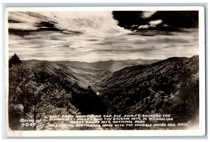 1947 Oconaluftee Valley View Balsam Mts Smoky Cline NC RPPC Photo Postcard 