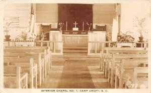 RRPC CHAPEL NO. 1 CAMP CROFT SOUTH CAROLINA MILITARY REAL PHOTO POSTCARD 1944