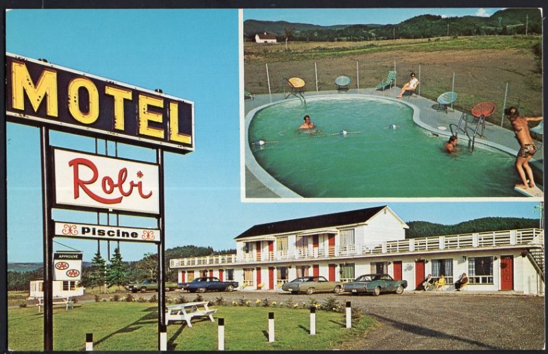 Quebec ~ Hotel Motel ROBI, Les Mechins, Cte. MATANE - Chrome 1950s-1970s