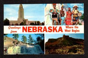 NE Greetings NEBRASKA Sioux Indians Ogallala Postcard