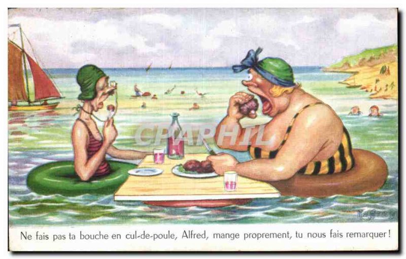 Old Postcard Fantasy Folklore Do not make your mouth pucker Humor