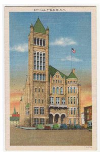 City Hall Syracuse New York linen postcard