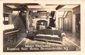 RPPC, Bernardsville, New Jersey NJ   EASTERN STAR HOME~Lobby & Piano  Postcard