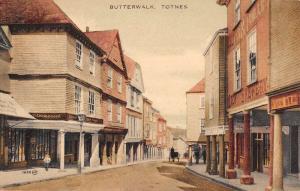 Totnes England UK Butterwalk Store Fronts Antique Postcard K98141