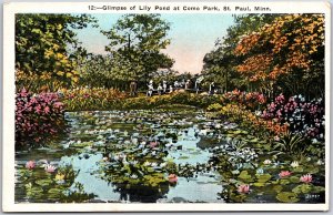 Glimpse of Lily Pond at Como Park St. Paul Minnesota MN Scenic View Postcard
