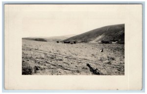 Grangeville North Dakota ND Postcard RPPC Photo Field Scene Mountain View c1910s