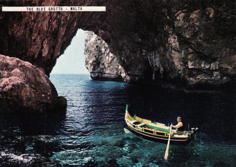 Malta the Blue Grotto boat postcard