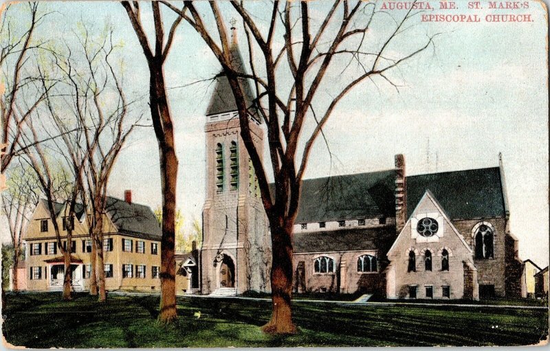 Augusta Me Maine St. Marks Episcopal Church WOB Note 1c stamp Cancel Postcard PM 