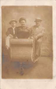 J4/ Atlantic City New Jersey RPPC Postcard c1910 Roller Chairs Hats Folk 174