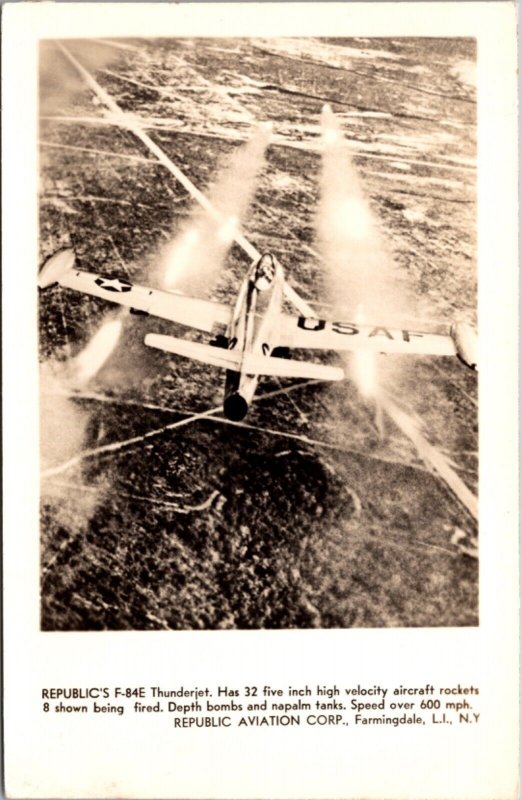 Real Photo Postcard Republic's F-84E Thunderjet USAF