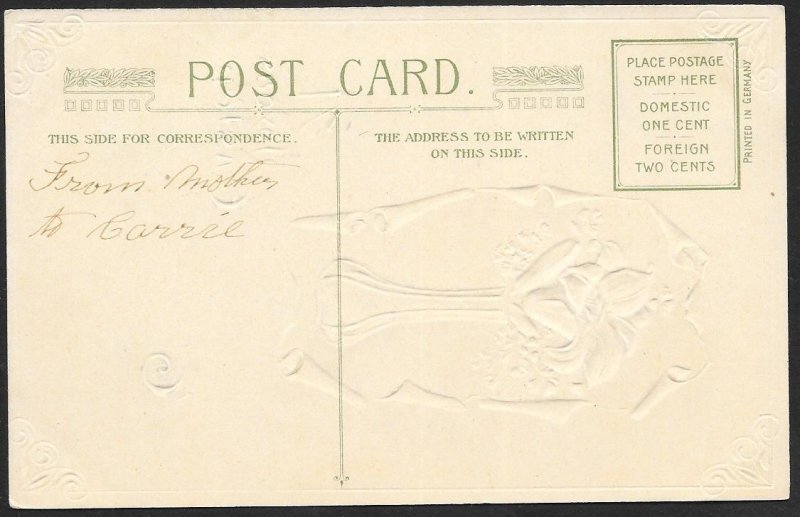 A Joyous Easter Lily in Glass Vase Unused c1910s