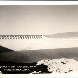 c1950s Pickstown, SD RPPC Fort Randall Dam Reservoir Lake Francis Case A168