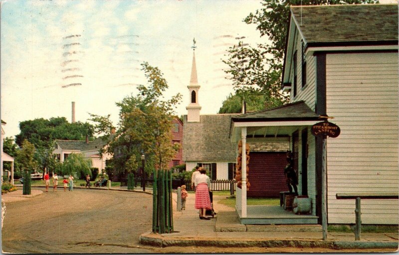 Mystic Seaport Connecticut CT General Store Fishtown Chapel Postcard PM Cancel  