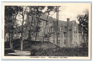 c1930's Founders Hall Wellesley College Massachusetts MA Vintage Postcard