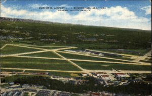 Birmingham Alaska AK Birdseye View Airport Linen 1930s-50s Linen Postcard