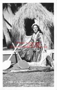 HI, Hawaii, Hawaiian Islands, RPPC, Hula Girl, Outrigger Canoe, Photo No H-230
