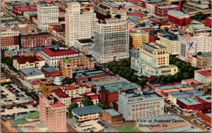 Postcard LA Shreveport Aerial View of Business Center Nice Slogan Cancel 1953 J3