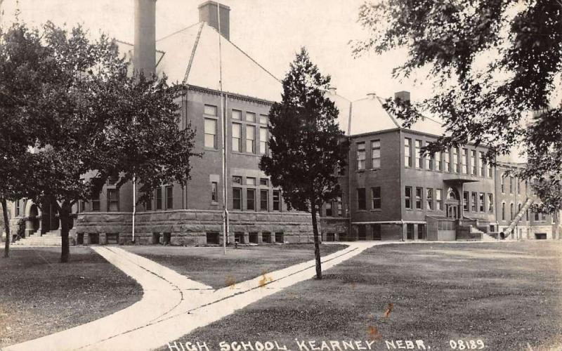 Kearney Nebraska High School Street View Real Photo Antique Postcard K16429