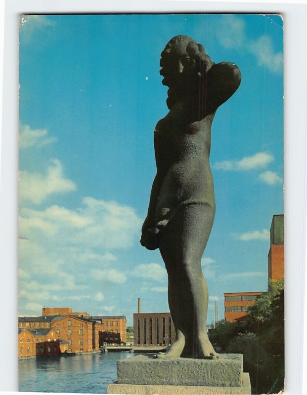 Postcard Finnish Virgin statue on Hämeensilta bridge, Tampere, Finland