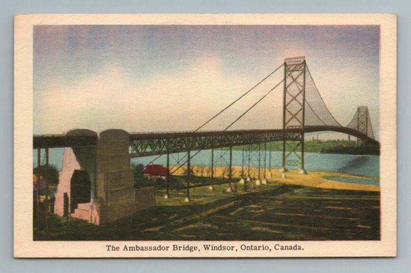 Ambassador Bridge Windsor Ontario Canada Vintage Postcard 