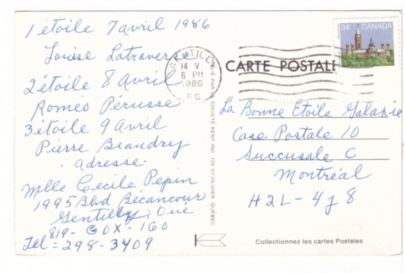 Canoeing Gentilly, Quebec Vintage 1986 Chrome Postcard