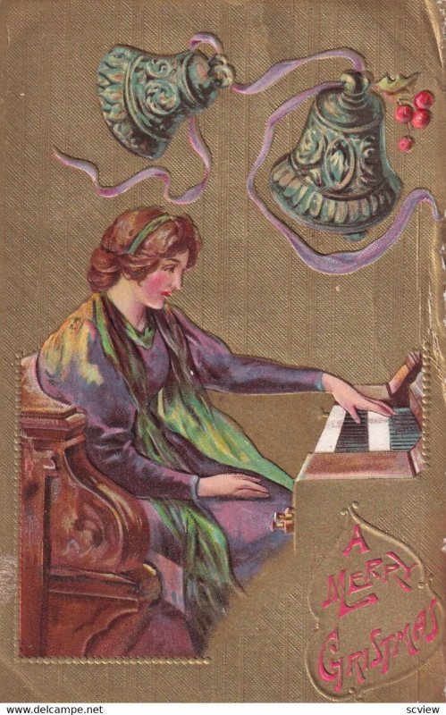 CHRISTMAS; PU-1909; A Merry Christmas Woman Playing The Piano