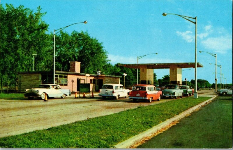 South Bend Toll Plaza, IN Toll Road from Glass House Restaurants Postcard I41