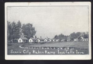 IOWA FALLS IOWA CITY KABIN KAMP ROADSIDE VINTAGE POSTCARD B&W