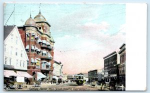 FAIRFIELD, Maine ME ~ MAIN STREET Scene showing HOTELGERALD 1917  Postcard