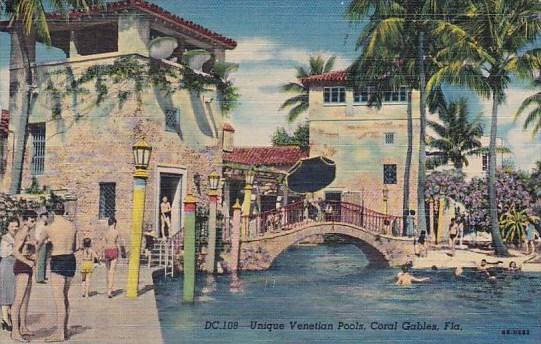 Florida Miami Coral Gables Unique Venetian Pools 1952