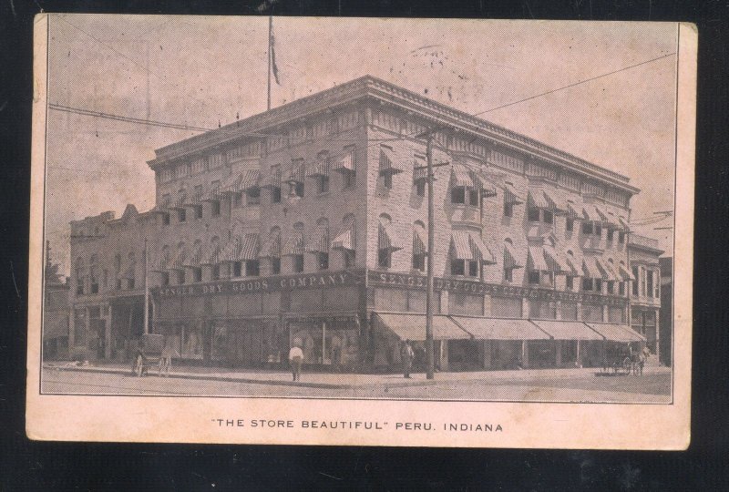 PERU INDIANA DOWNTOWN STREET SCENE THE STORE BEAUTIFUL VINTAGE POSTCARD