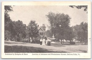 Bellows Falls VT Atkinson Westminster Streets Vintage Postcard Hodgdon & Shaw
