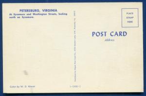 Petersburg Virginia Sycamore and Washington streets old cars postcard