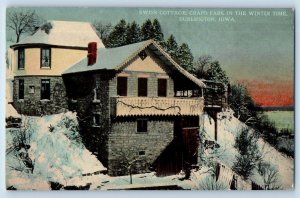 Burlington Iowa IA Postcard Swiss Cottage Crapo Park Winter Time c1910 Vintage