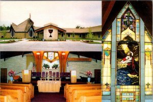 Great Bend, KS Kansas  FIRST CHRISTIAN CHURCH  Altar~Stained Glass  4X6 Postcard