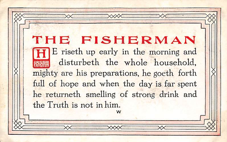 Postcard Vintage The Sportsman Poem Fisherman with Pole and Frog PM 1907