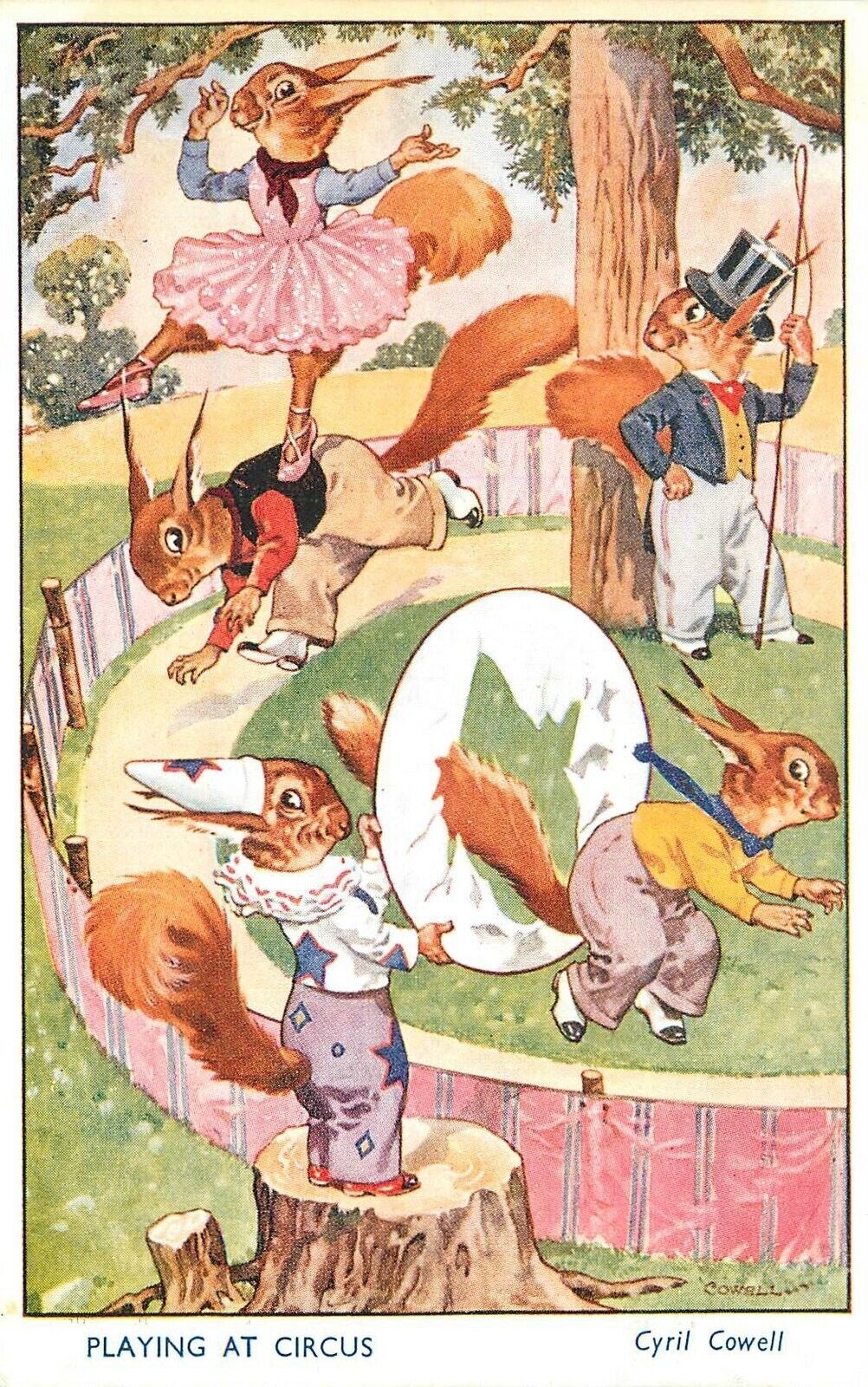 Postcard 1930s Dressed Rabbits Cowell Circus Comic Humor Bamforth 23 ...