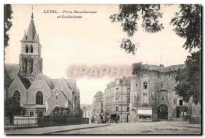 Postcard Old door Laval Beucheresse and cathedral